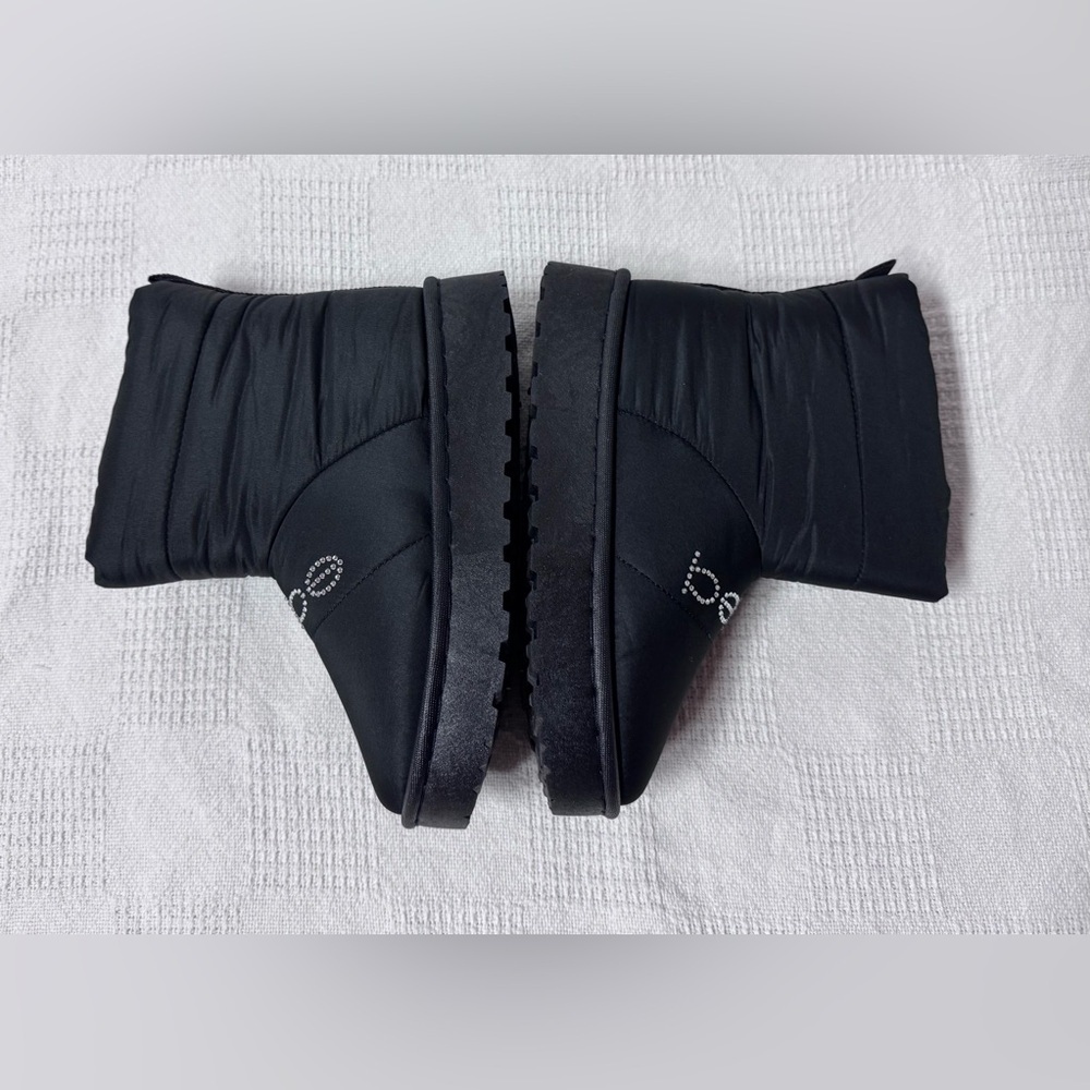 bebe Girls Black Puffer Winter Boots with Crystal Logo Sizes 1-2-3 - Picture 5 of 11